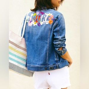 Anthropologie Pilcro Amore Embroidered Denim Jacket  Sz XS